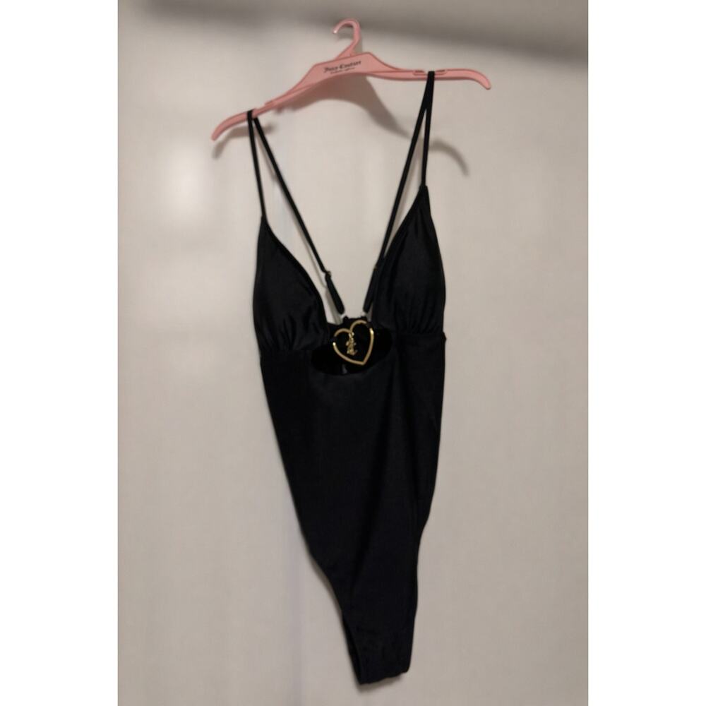 Black Juicy Couture Shine Heart Monokini Swimsuit, XL NWT